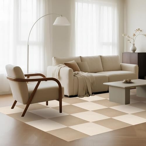 Teppichfliesen selbstklebender, modular einsetzbarer zuschneidbarer und waschbarer Teppich (1,6 m2, 20 Stück), rückstandsfrei entfernbar (Creme & Beige, 28 cm x 28 cm, 20 Scheibe)