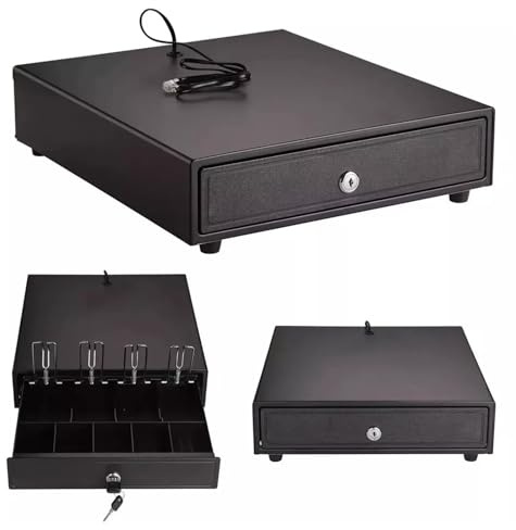 Electronic Cash Drawer with Lock, 4 Bill 5 Coin Till for POS System