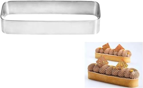 1 molde rectangular plateado para mousse, molde de tiramisú de acero inoxidable para hornear, mini cortadores de galletas, molde de pastel para cocina, pasteles, pasteles de postre (160 mm), anillos