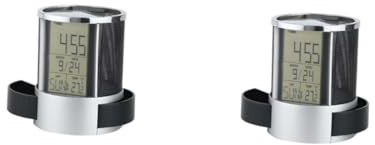 Angoily 2pcs Digital Clock Battery Operated Pen Holder Calendar Desk Organizer Pen Container Date and Temperature Display for Home Office