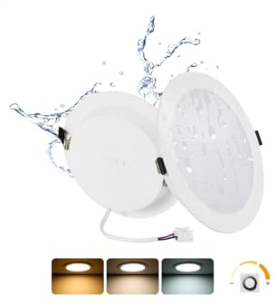 Pack 2 Downlight Regulable Empotrable 16W 3 Tonos 1400lm Agujero Ø145-160mm | Grebeam Downlight LED Regulable 16W IP44 Ultrafino 30mm 3CCT para Baño, Cocina y Salón