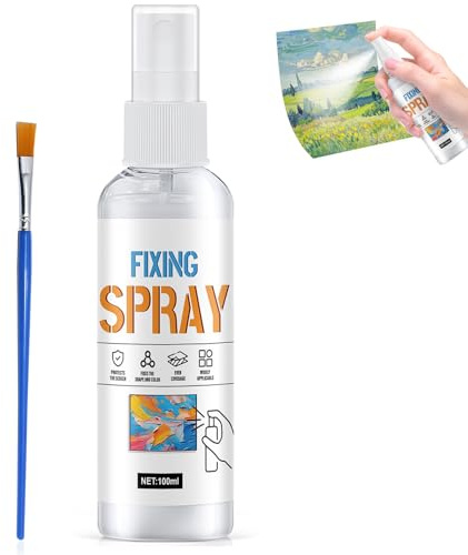 Spray fissativo per arte, spray fissativo per disegni a matita, carboncino e pastello, sigillante acrilico, ad alto effetto fissante, incolore, asciugatura rapida, 100 ml