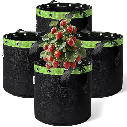 POTLAB 4 Stück 15L (500G) Pflanzsack & Stofftopf - Durchlüftende Vliesstoff Pflanzsäcke mit Exzellenter Drainageleistung, Wiederverwendbare Pflanztaschen für Gemüse, Blumen & Garten