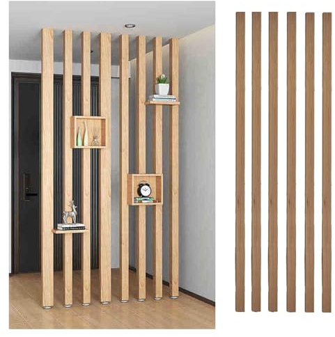 1 pezzo di colonne divisorie in legno da pavimento, aste indipendenti, pannelli da parete fai da te con piedini regolabili, facili da installare e rimuovere(Natural,85cm/33.4in/2.78ft)