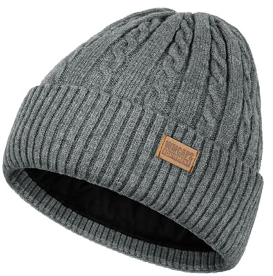 Wmcaps Wintermütze für Damen Herren, Fleecegefütterte Thermomütze mit Zopfmuster Geripptem Rand, Weiche Bequeme Dehnbare Strickmütze Geburtstagsgeschenk