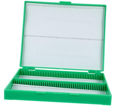 MOTHNUR Mikroskop objektträger Aufbewahrungsbox Kunststoff Grün Plätze Organisierter Schutz für Dauerpräparate Praktische Aufbewahrung für Labor und Unterricht
