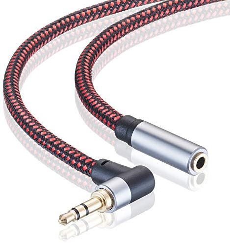 Audio Extension Cable 8M, Right Angle 3.5mm Male to Female Audio Stereo Cable with Silver-Plating Copper Compatible with iPhones,Tablets,Sony Beats, PS4 Headset (8M)