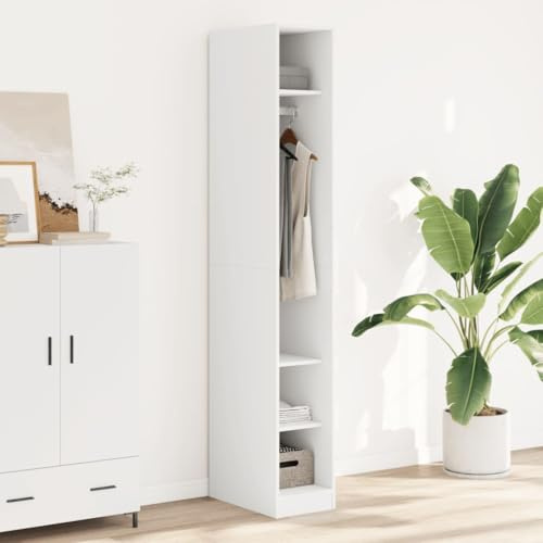 Frdhee Putzschrank Schlafzimmer Schrank,Kleiderschrank Weiß 30x50x200 cm Holzwerkstoff,Garderobenschrank für Kleidung Hut Bettwäsche und Steppdecke