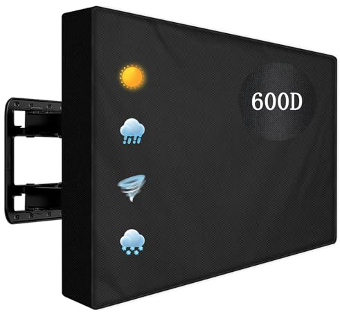 Outdoor TV Cover 55 to 58 inch Weatherproof,600D Waterproof Full Protection TV Outdoor Covers for Outside Flat Screen TV, Black, Cover Size 55''W x 35''H x 5D, Fit for Standard Mounts and Stands