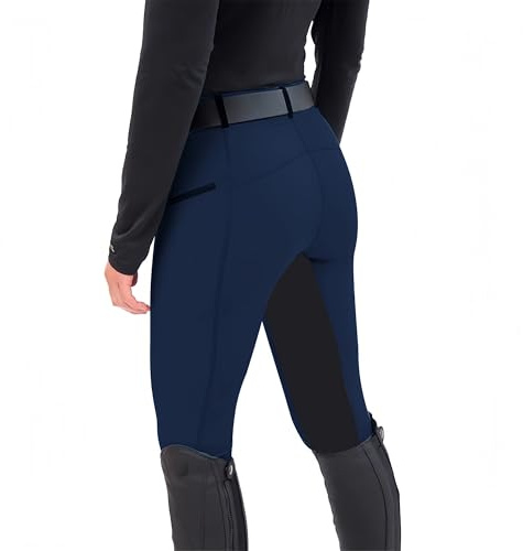 Chesoon Pantalon d'équitation pour femme - Pantalon d'équitation avec poches - Avec empiècements au genou