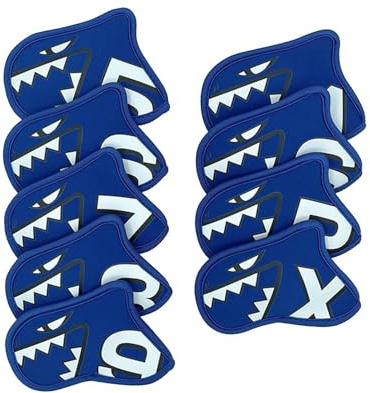 AMSLSIU 9 teiliges Golfschläger Schutzhüllen Set für den Außenbereich, verschleißfeste Golfschläger Schutzhüllen, Blau, 14 x 10 cm