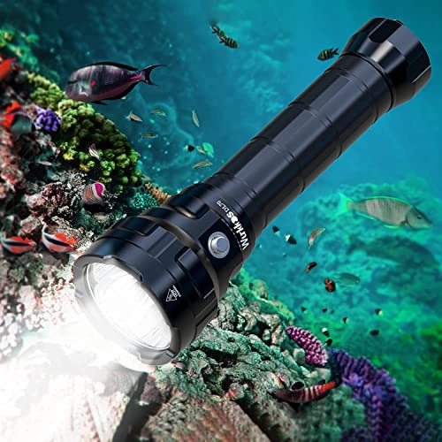 Wurkkos DL70 Dive Light Scuba Diving - 13000lm Super Bright Dive Flashlight 150m IPX8 Waterproof Torch LED Submarine Flashlight Underwater Flashlight for Diving 4 Mode for Underwater Activity (Black)