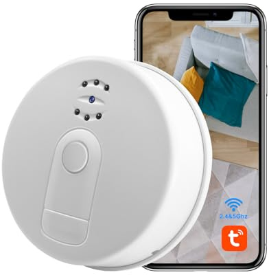 LXMIXMI Cámara Oculta con Wi-Fi 5G, Cámara Oculta en un Detector de Humo | Mini Cámara Espía con Wi-Fi de 1080P HD con Visión Nocturna, Detección de Movimiento y Grabación en Bucle