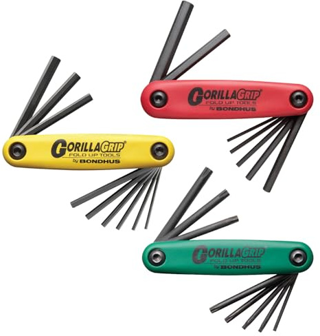 Bondhus 12533 GorillaGrip Hex and Star Fold-up Triple Pack, 12587 (2-8mm), 12589 (5/64-1/4-Inch) & 12634 (T9-T40)