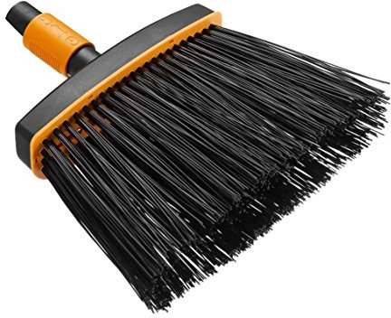 Fiskars Balai d'extérieur, Tête d'outil QuikFit, Largeur: 26 cm, Poils en polypropylène, Noir/Orange, QuikFit, 1001415