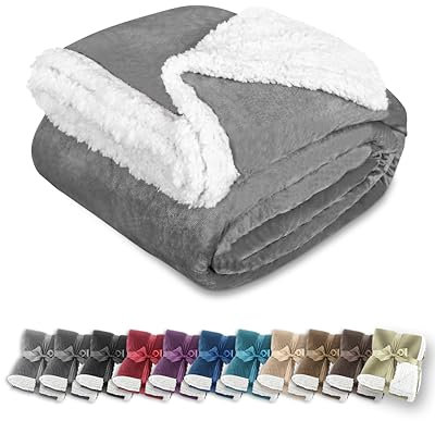 Gräfenstayn® Dicke Kuscheldecke flauschig & super weich - warme Sherpa-Fleecedecke in Lammfell-Optik als Wohndecke, Tagesdecke & Sofadecke - Überwurf Decke Sofa & Couch (Grau 240x220)