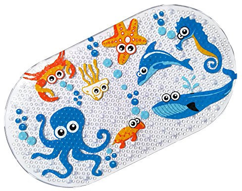 Badewannenmatte Wanneneinlage FüR Kinder Und Babies Aus Naturgummi Bietet ErhöHte Sicherheit FüR Sie Und Ihre Kinder im Bad 38X70CM(Krake)