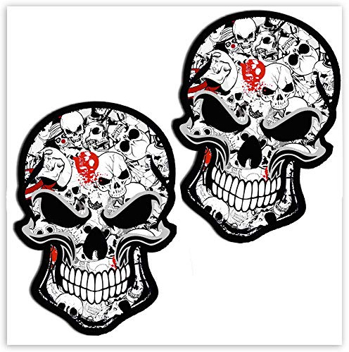 SkinoEu® 2 Stück Vinyl Aufkleber Autoaufkleber Bomb Stickers Schädel Totenkopf Stickers Auto Moto Motorrad Fahrrad Helm Fenster Tür Tuning B 52