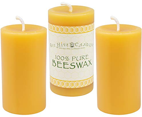 Bee Hive Candles 100% Pure Beeswax Pillar Candle (2 x 3 (3-Pack))