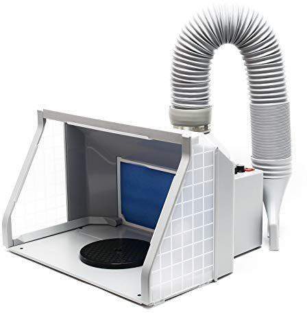 Wiltec Airbrush Absauganlage 9 m³/min, zur Absaugung von Farbe Farbnebel Sprühnebel Filter, mit LED Beleuchtung, Drehregler und Doppellüfter, Lackierkabine für Airbrush-Arbeiten