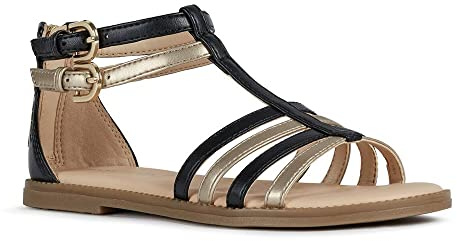 Geox Fille J Sandal Karly Girl Sandales, Black/Platinum, 36 EU