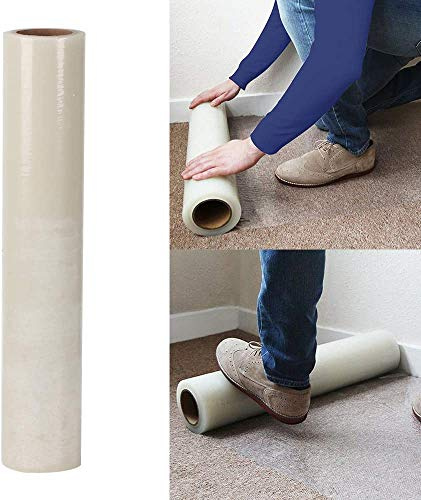 Rikdev® Rouleau de film de protection autocollant pour moquette et escalier - 25 m de long - Résistant à la perforation et à l'eau - Rouleau de 600 mm x 25 m