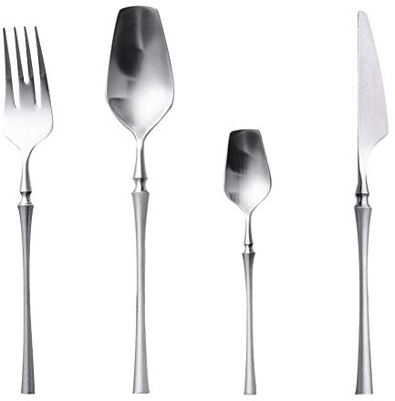 AF-WAN Lot de 4 couverts de luxe en acier inoxydable argenté de qualité supérieure - Utilisation polyvalente pour la maison et la cuisine avec coffret cadeau