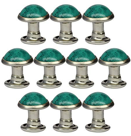 Utoolmart Leather Rivets, No.2 Turquoise Rivets, Double Cap Rapid Rivet, Tubular Metal Studs Brass Rivets for DIY Leather Crafts/Shoes/Bag/Jeans/Clothes/Belts Repairs Decoration 10 Pcs