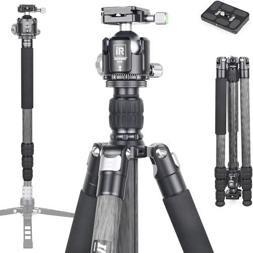 INNOREL RT75C Kohlefaser-Stativ 172cm 2-in-1 Dreibeinstativ Einbeinstativ Fachmann Schwerlast Kamerastativ Max Belastung 20kg Max Rohr 29mm mit Mittelsäule N44 Kugelkopf Stativtasche(RT75C+N44)