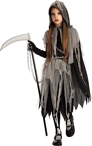 Spooktacular Creations Sensenmann Kostüm für Kinder Sensenmann Halloween Kostüm mädchen Grim Reaper Girl Costume Cosplay Outfit Halloween Party