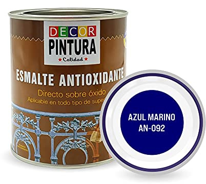 RC ocio Pintura antioxidante exterior para metal minio Pinturas esmalte antioxido para galvanizado, hierro, forja, barandilla, chapa para interiores y exteriores - Lata 750ml(Azul Marino)