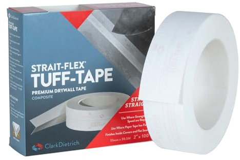 Strait-Flex TUFF TAPE, Eckschutzschiene Trockenbau 30m Weiß Profil für Trockenbau, Kantenschutz, Rissfest und hohe Haftung, glatte Oberfläche, Korrosionsbeständig