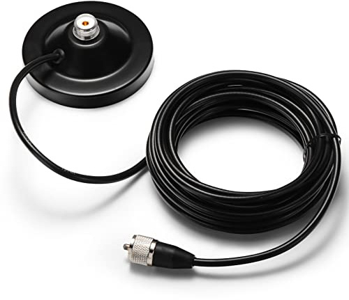 Radioddity RAM5 CB/VHF/UHF/HF Amateurfunk Antenne mit Magnetfuß, SO-239-Anschluss, 5m langes Koaxialkabel, kompatibel mit PL-259-Stecker, Mobilfunkgerät