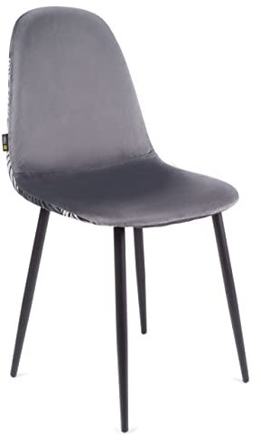 Gold Label Esszimmerstühle Samt | Polsterstuhl mit Metallbeine ​| Küchenstühle | Esstisch Stühle | Schalenstuhl | Samt Stuhl | Fiore (Grau)