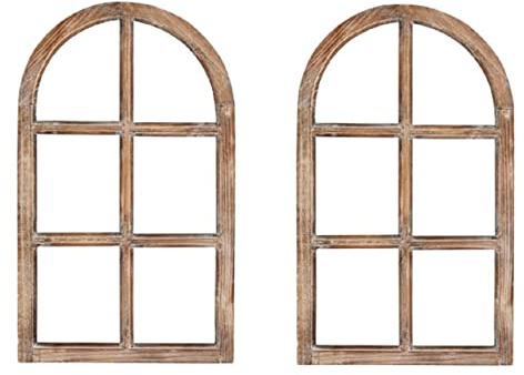 ETC Deko-Fensterrahmen Nostalgie Holz Deko Fenster Wandrahmen braun gewischt shabby ca. 42 x 2 x 70 cm hoch als 2-er oder 4-er Set (2)