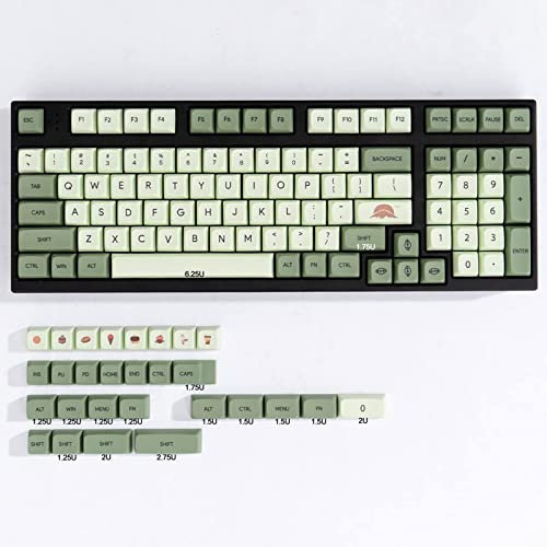Matcha Green PBT Keycaps Set 126 Keys XDA Profile Niedliche Tastenkappen Benutzerdefinierte Farbsublimationstastatur-Tastenkappen für Cherry Gateron MX Switches Mechanische Tastaturen