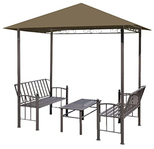 Pavillon de jardin et table et bancs 2,5x1,5x2,4m Taupe 180g m²