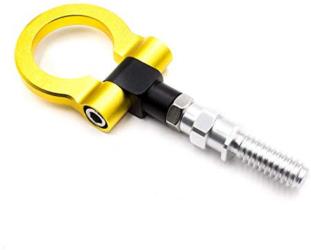 QUNINE Auto-Abschlepphaken, Abschleppstangen, Auto-Styling-Anhängerhaken, Auto-Heck-Vorne-Anhänger-Simulation, Rennring, Fahrzeug-Abschlepphaken (Farbname: Schwarz) (Gold)