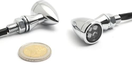 Dock66 Micro Bullet LED Blinker mit Rück-/ Bremslicht Chrom, ECE