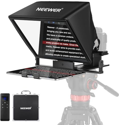 NEEWER Teleprompter X14 II with RT113 Remote & App Control, 14 Beamsplitter, Vertical Adjustable Snap in QR Plate Compatible with 501PL iPad Tablet Camcorder, Assembly Free