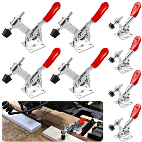 TTYSHIP® 8 Stk Kniehebelspanner, GH-201-A 27Kg/GH-201-B 90Kg Kniehebelspanner Schnellspanner, Waagrechtspanner für Maschinenbedienung, Schreinerei, Schweißen