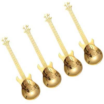 Cabilock 4stücke Teiliges Goldene Edelstahl Gitarren Löffel Für Kaffee Tee Und Dessert Ergonomisches Design Spülmaschinenfest Für Zuhause Und Gastronomie