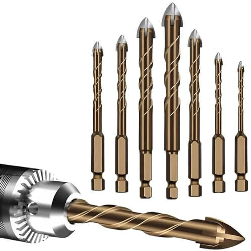 Juego de brocas for azulejos hexagonales cruzadas de 3 y 12mm for perforadora de hormigón de cerámica de vidrio, Kit de herramientas de broca triangular de aleación dura for ladrillo(Color:12MM)