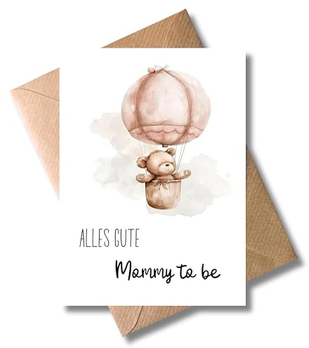 WBdesignz Mutterschutz Karte mit Umschlag - schöne Glückwunschkarte zur Geburt “Alles Gute Mommy to be” süße Geschenkkarte Schwangerschaft Abschiedskarte Babypause Geburt Kollegin Babyparty (DIN A6)
