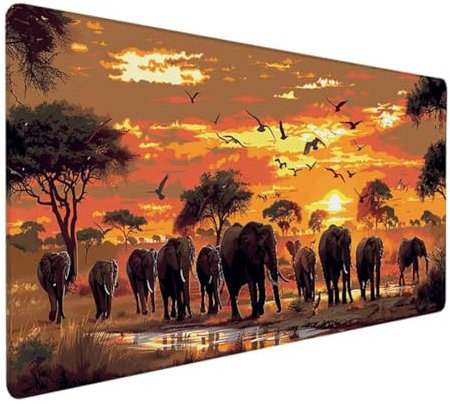 Großes Gaming Mauspad, XXL Schreibtischunterlage, Mousepad Gemacht aus Hochwertige Materialien, Verbessert Präzision und Geschwindigkeit 700x300x3 mm Afrika Elefant I - 8