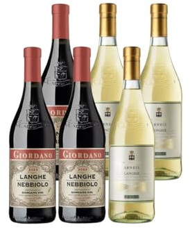GIORDANO VINI Box Langhe Wein Arneis und Nebbiolo DOC 2022 - Auswahl von zwei edlen Piemonteser Weinen, Rotwein, Weißwein, 6 Flaschen à 75 cl