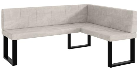 MEBLINI Eckbank für Esszimmer - Küchenbank - Essecke - Sitzecke Küche - Peter - U-Beine 128x168x87cm Rechts - Beige Samt