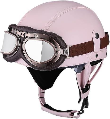 Casque Moto Vintage Casques Jet, Casque Bol ECE Homologué Homme Demi Casque De Moto avec Boucle Réglable Dégagement Rapide, pour Mobylette Chopper Trottinette Electrique 8, M=57-58cm