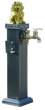 Colonna d'acqua da giardino autoportante in stile antico con rubinetto per decorazioni esterne e supporto per tubo flessibile
