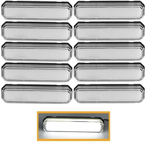 Generisch 10x NEON Weiss Begrenzungsleuchten Seitenmarkierungsleuchten 12V 24V Positionsleuchten für LKW, Anhänger, Wohnmobil, Wohnmobil, Pickup, Traktor, LKW, SUV, Boot